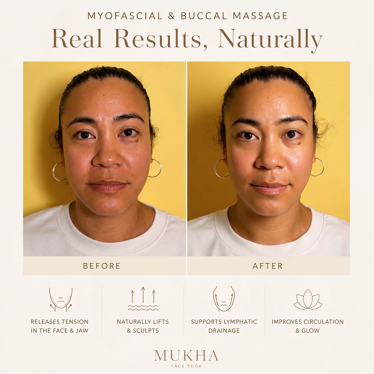 Mukha client before and after facial therapy Surbiton Surrey